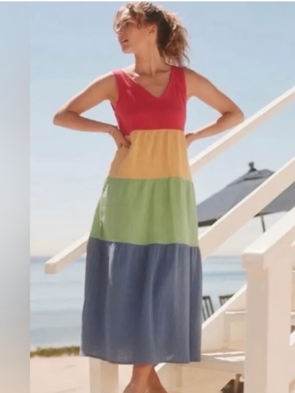 NWT Marine Layer Corinne Rainbow Color block Maxi Dress